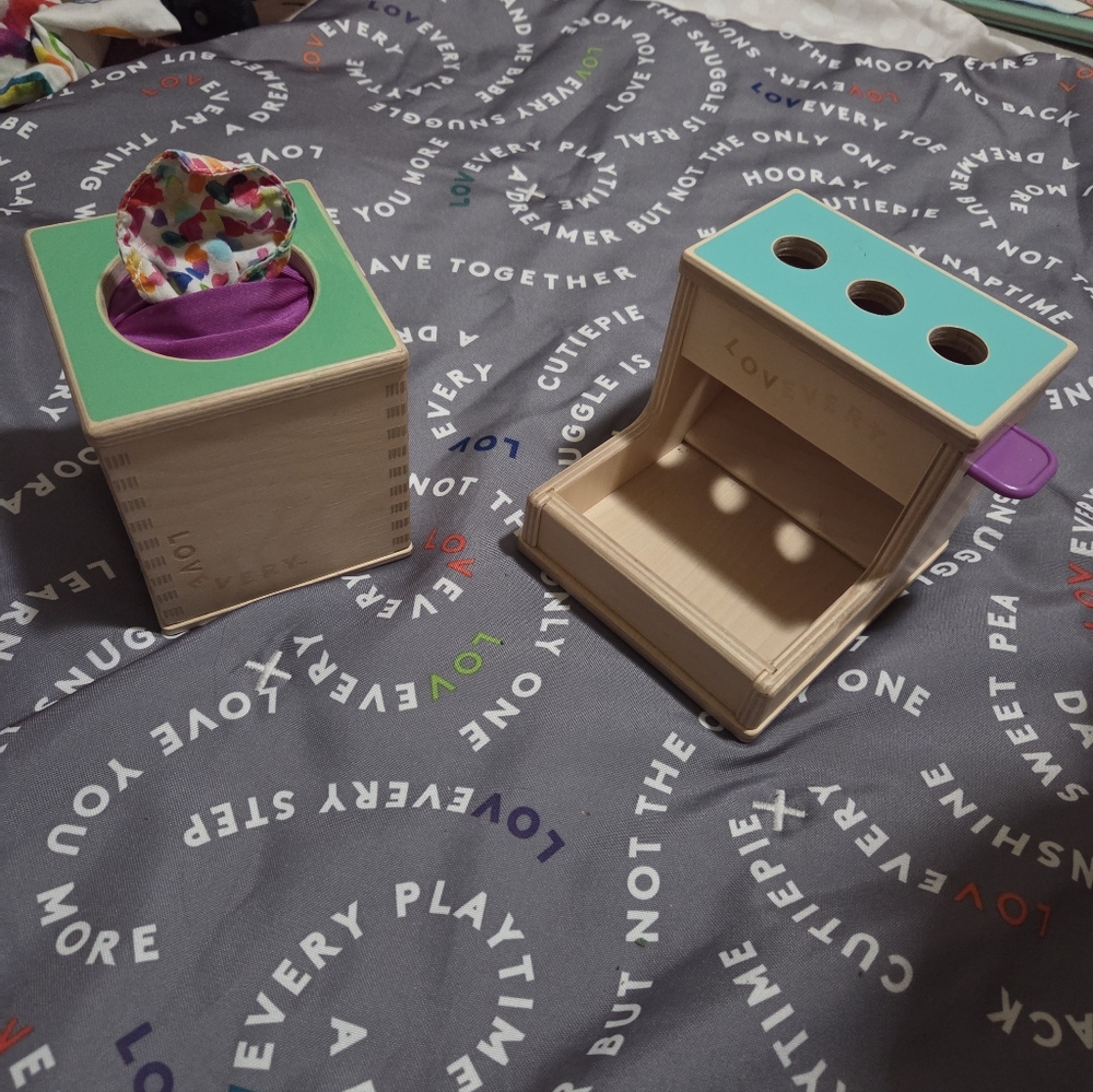 Lovevery tissue box and peg drop